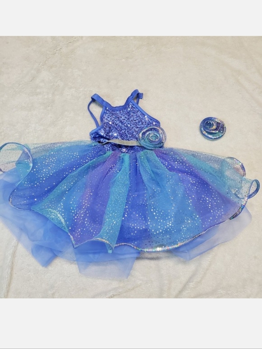 Weissman Blue Mint Sequin Tulle Hair Clip Ballet Dance Leotard Costume Girl SC